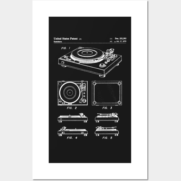 Vinyl Record Player Patent - Music Lover Bedroom Art - Black Chalkboard Wall Art by patentpress